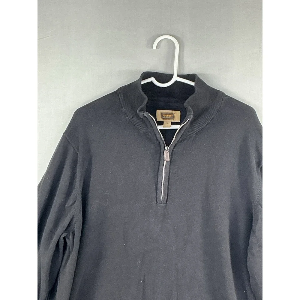 Foundry Supply Quarter Zip Sweater Size 2XLT Tall Black Long Sleeve Lightweight